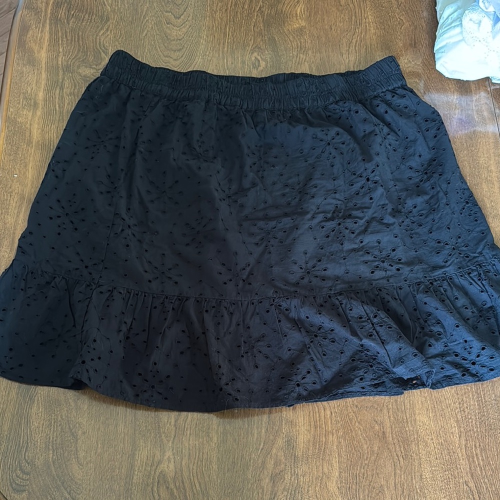 LOFT Black Ruffled Bubble Mini Skirt
